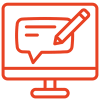A computer screen with a red pen on it.
