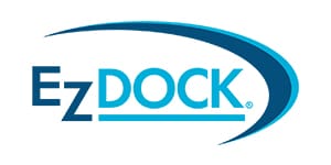 A blue and white logo of dock.