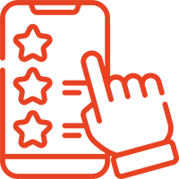 A red outline of a hand pointing to an app