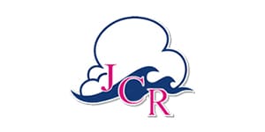 A blue and white cloud with pink letters on the bottom of it.