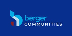 A blue background with the words berger communities in front.