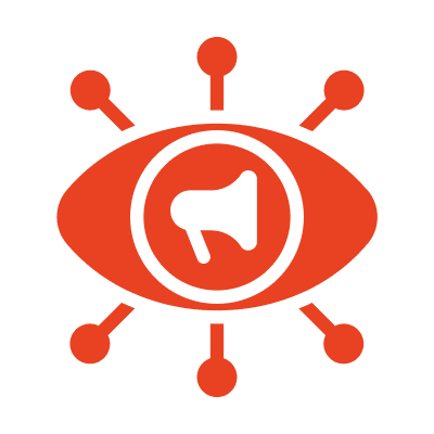 Full-Scale-Marketing A red eye with an arrow pointing to the right.